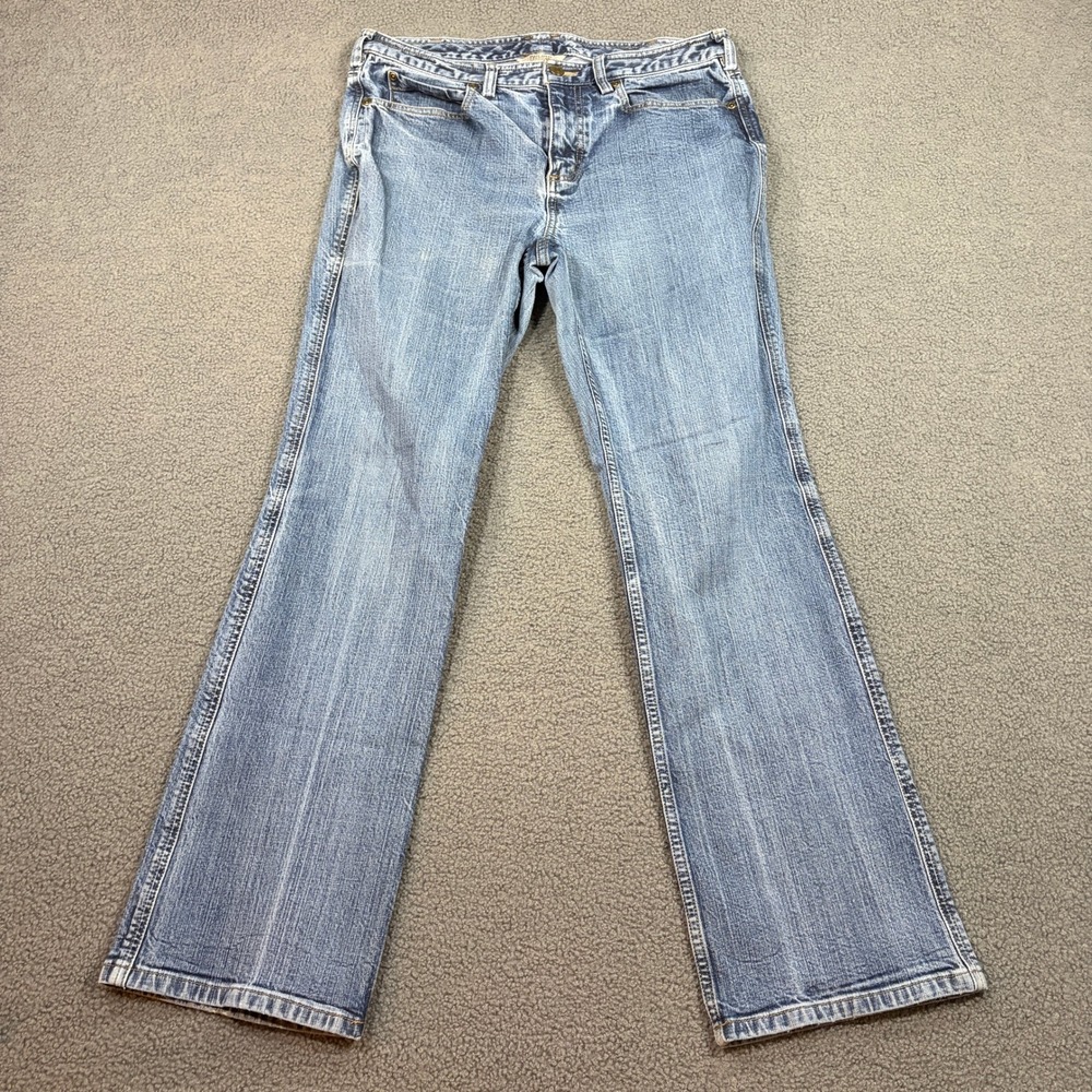 Duluth Trading Co Jeans Womens 12x31 Blue Straight Leg Stretch Denim 53507 Work